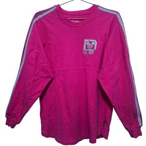 Disney‎ Parks Spirit Jersey Women Pink Disney Long Sleeve T-Shirt Size S Glitter